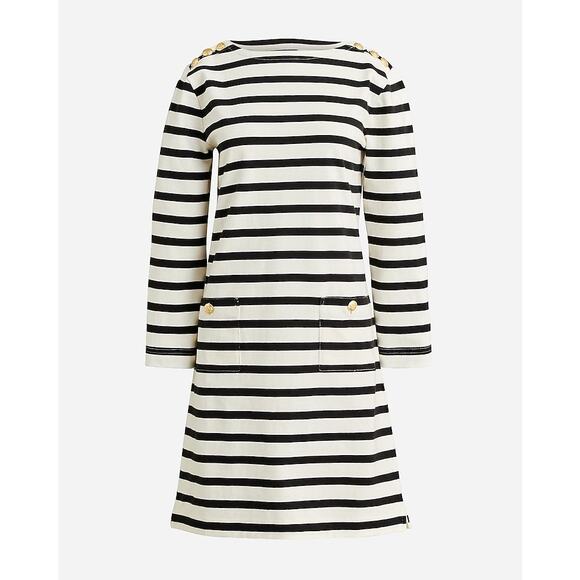 J. Crew Mariner Cloth Gold Button Stripe Shirtdress Classic Fit Cotton Size M - Picture 1 of 9